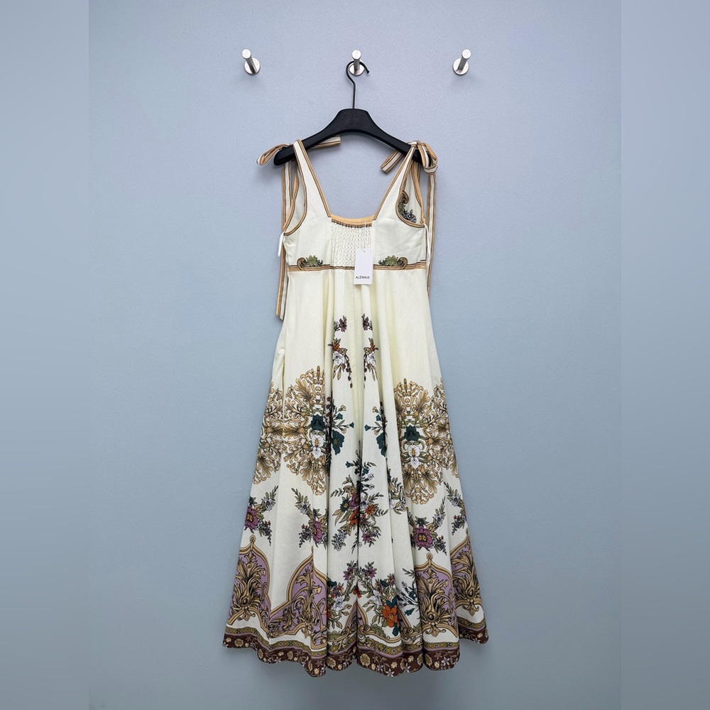 Alemais Vintage Floral Baroque Print Tie Shoulder Midi Dress - Picture 2 of 9